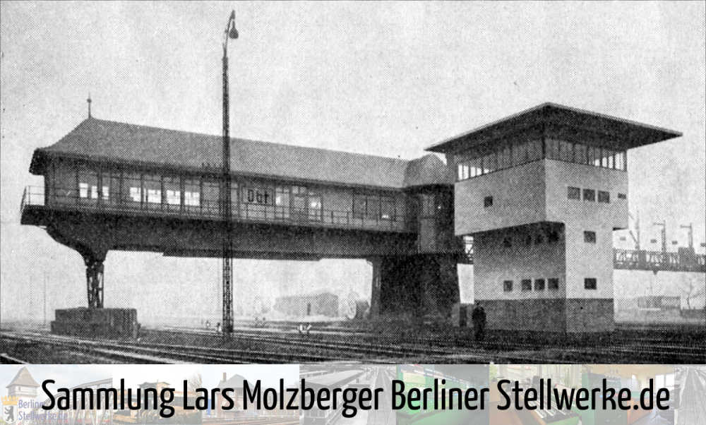 Bild 23. Ansicht des alten Brückenstellwerks Dbt in Dort&shy; mund Hbf und des als Ersatz dafür gebauten neuen  Stielstellwerks