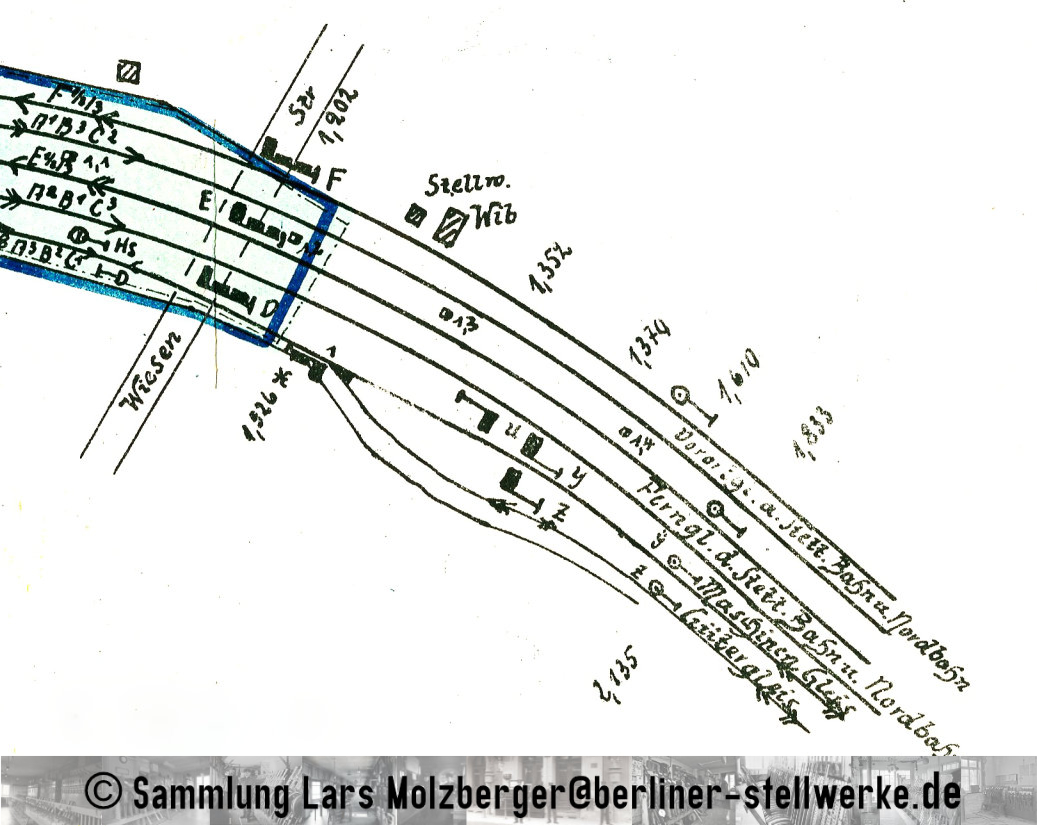 Gleisplan Stellwerksbezirk Wib 1927