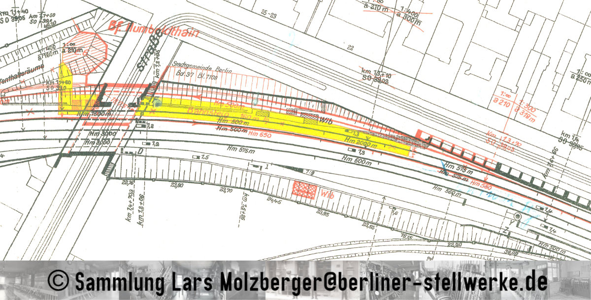 Der Gleisplan von 1934 zeigt eindeutig, dass das alte Wib dem Bahnhofsneubau Humboldthain im Wege stand. Plan Sammlung Lars Molzberger